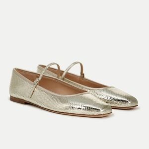 Veronica Beard Ellie Metallic Flat in Platinum NEW